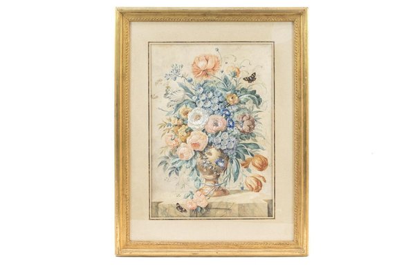 19th Century Flowers Bouquets Gouaches, Set of 2-CEJ-626744