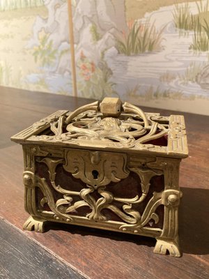 19th Century French Art Nouveau Pierced Gilt Bronze Jewelry Box-AXE-1767355