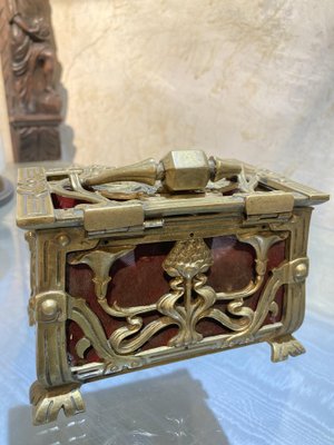 19th Century French Art Nouveau Pierced Gilt Bronze Jewelry Box-AXE-1767355