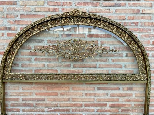 19th Century French Belle Époque Style Headboard in Bronze, Glass and Brass-NOU-1058072