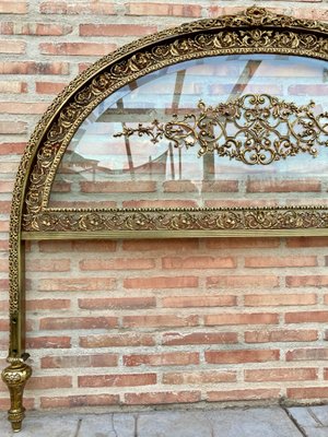 19th Century French Belle Époque Style Headboard in Bronze, Glass and Brass-NOU-1058072