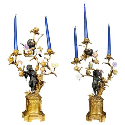 19th Century French Bronze and Gilt Candelabras, Set of 2-MBH-1032636