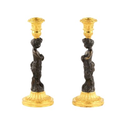 19th Century French Bronze Candlesticks, Set of 2-WMV-1191725