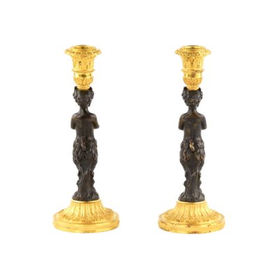 19th Century French Bronze Candlesticks, Set of 2-WMV-1191725