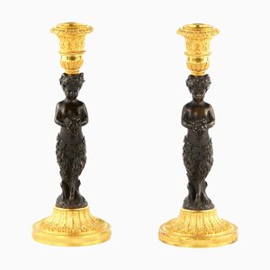 19th Century French Bronze Candlesticks, Set of 2-WMV-1191725