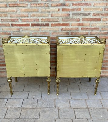 19th Century French Bronze Vitrine Nightstands with Glass Doors and Brass Drawers, Set of 2-NOU-1057879