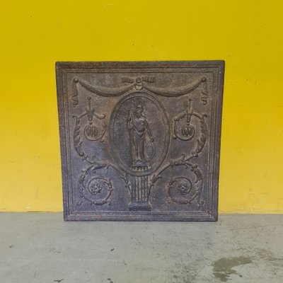 19th Century French Cast Iron Fireplace Plate with Athena Decor-VHW-1811518