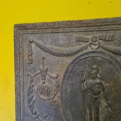 19th Century French Cast Iron Fireplace Plate with Athena Decor-VHW-1811518