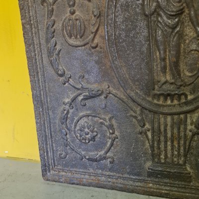 19th Century French Cast Iron Fireplace Plate with Athena Decor-VHW-1811518