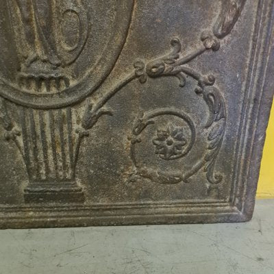 19th Century French Cast Iron Fireplace Plate with Athena Decor-VHW-1811518