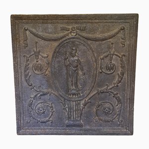 19th Century French Cast Iron Fireplace Plate with Athena Decor-VHW-1811518