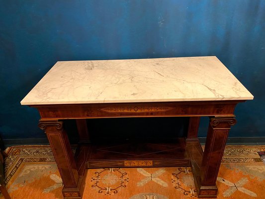 19th Century French Charles X Carrara Marble Top Console Tables, Set of 2-MBH-1195027