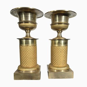 19th Century French Decorative Gilt Bronze Urns, 1800s, Set of 2-FDW-2039615