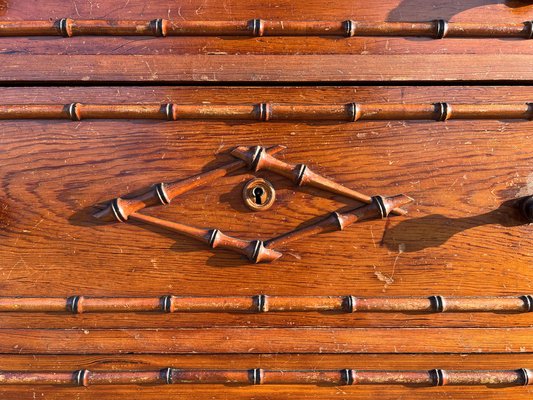 19th Century French Faux Bamboo Chest of Drawers & Mirror, 1890s-WZZ-1782034