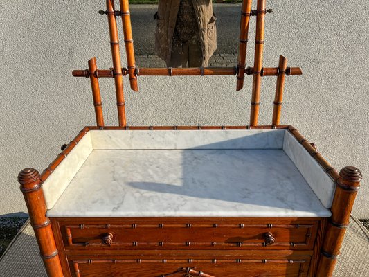 19th Century French Faux Bamboo Chest of Drawers & Mirror, 1890s-WZZ-1782034