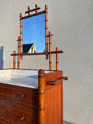 19th Century French Faux Bamboo Chest of Drawers & Mirror, 1890s-WZZ-1782034