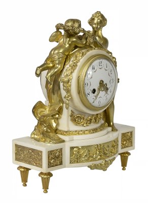 19th Century French Gilded Bronze & Marble Mantel Clock-ZVH-1135103