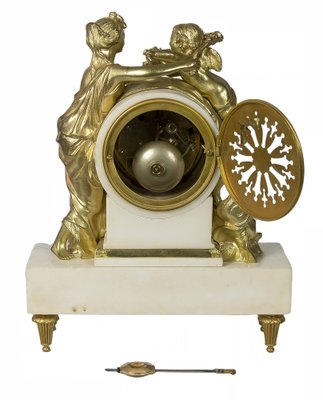 19th Century French Gilded Bronze & Marble Mantel Clock-ZVH-1135103