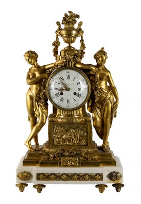 19th Century French Gilded Bronze & Marble Mantel Clock from Caron Le Fils a Paris-ZVH-1315328