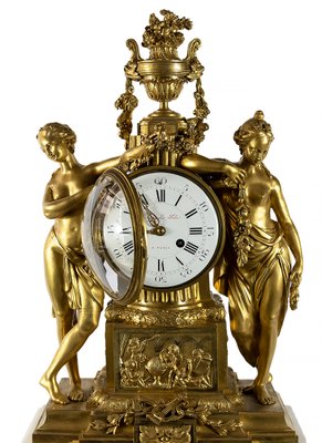 19th Century French Gilded Bronze & Marble Mantel Clock from Caron Le Fils a Paris-ZVH-1315328