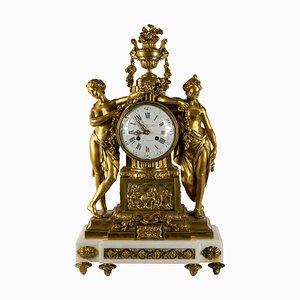 19th Century French Gilded Bronze & Marble Mantel Clock from Caron Le Fils a Paris-ZVH-1315328