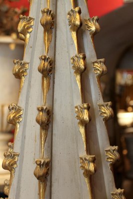 19th Century French Gothic Revival Hand Carved, Lacquered, Parcel Giltwood Spire-AXE-1433404