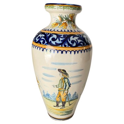 19th Century French Hand-Painted Faience Vase by Henriot Quimper-UR-1696494