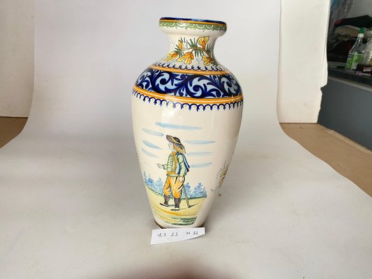 19th Century French Hand-Painted Faience Vase by Henriot Quimper-UR-1696494