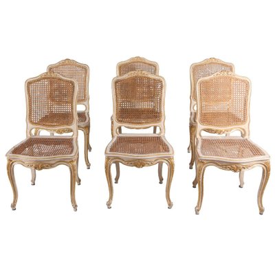 19th Century French Ivory-Painted & Parcel-Gilt Chairs, Set of 6-MBH-1032308