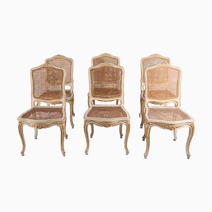 19th Century French Ivory-Painted & Parcel-Gilt Chairs, Set of 6-MBH-1032308