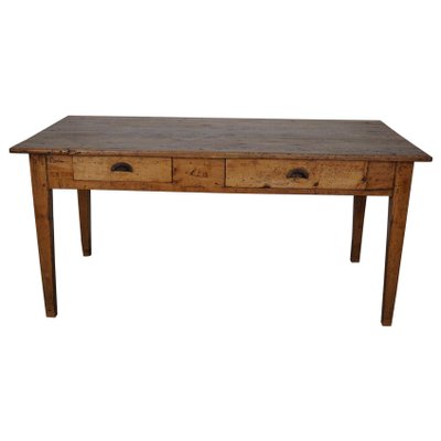 19th Century French Light Gold Oak Rustic Farmhouse Dining Table-XO-1818846