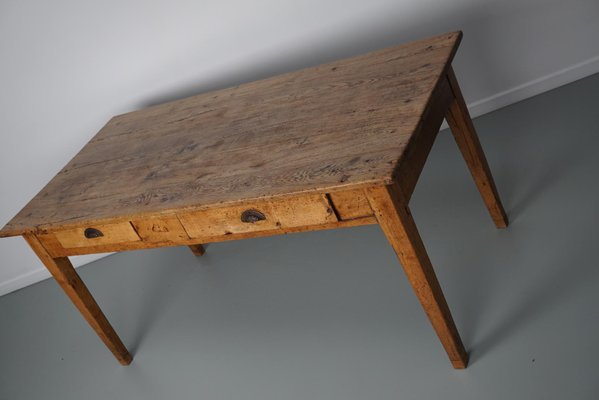 19th Century French Light Gold Oak Rustic Farmhouse Dining Table-XO-1818846