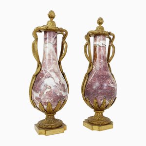 19th Century French Louis XVI Marble and Bronze Cassolettes, Set of 2-NYF-2018867