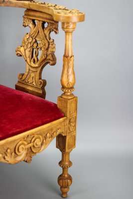 19th-Century French Louis XVI Style Carved Walnut Corner Chair-KEG-1337544