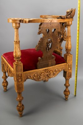 19th-Century French Louis XVI Style Carved Walnut Corner Chair-KEG-1337544