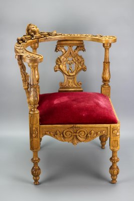 19th-Century French Louis XVI Style Carved Walnut Corner Chair-KEG-1337544