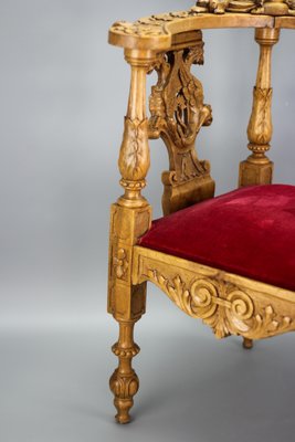 19th-Century French Louis XVI Style Carved Walnut Corner Chair-KEG-1337544