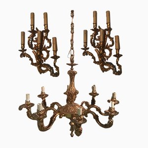 19th Century French Luigi Chandelier and Sconces Set, Set of 3-ERB-626953