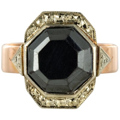 19th-Century French Napoleon 3 Rose Gold Hematite Ring-OLU-896137