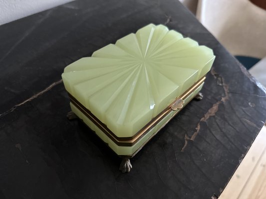 19th Century French Opaline Glass Box in Pistachio Green, 1880s-JO-1772536