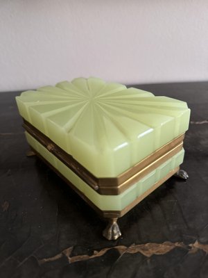 19th Century French Opaline Glass Box in Pistachio Green, 1880s-JO-1772536