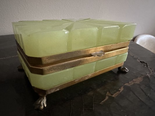 19th Century French Opaline Glass Box in Pistachio Green, 1880s-JO-1772536