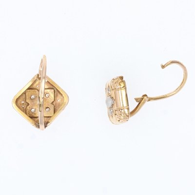 19th Century French Pearl Diamond 18 Karat Rose Gold Lever Back Earrings, Set of 2-OLU-1388182