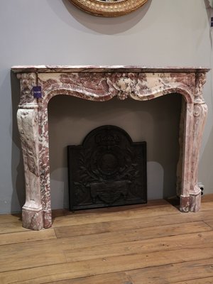 19th Century French Pink Marble Mantelpiece-TDA-1376432