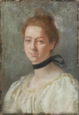 19th Century French Portrait of a Lady Painting Pastel on Canvas, 1880s-ARU-626134