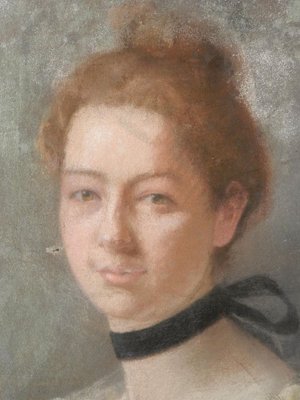 19th Century French Portrait of a Lady Painting Pastel on Canvas, 1880s-ARU-626134