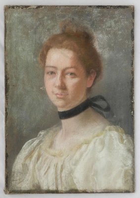 19th Century French Portrait of a Lady Painting Pastel on Canvas, 1880s-ARU-626134