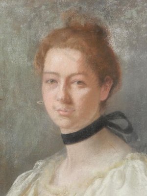 19th Century French Portrait of a Lady Painting Pastel on Canvas, 1880s-ARU-626134