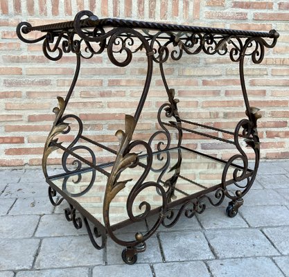 19th Century French Table Iron Bar Cart with Wheels-NOU-1124516