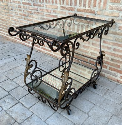 19th Century French Table Iron Bar Cart with Wheels-NOU-1124516